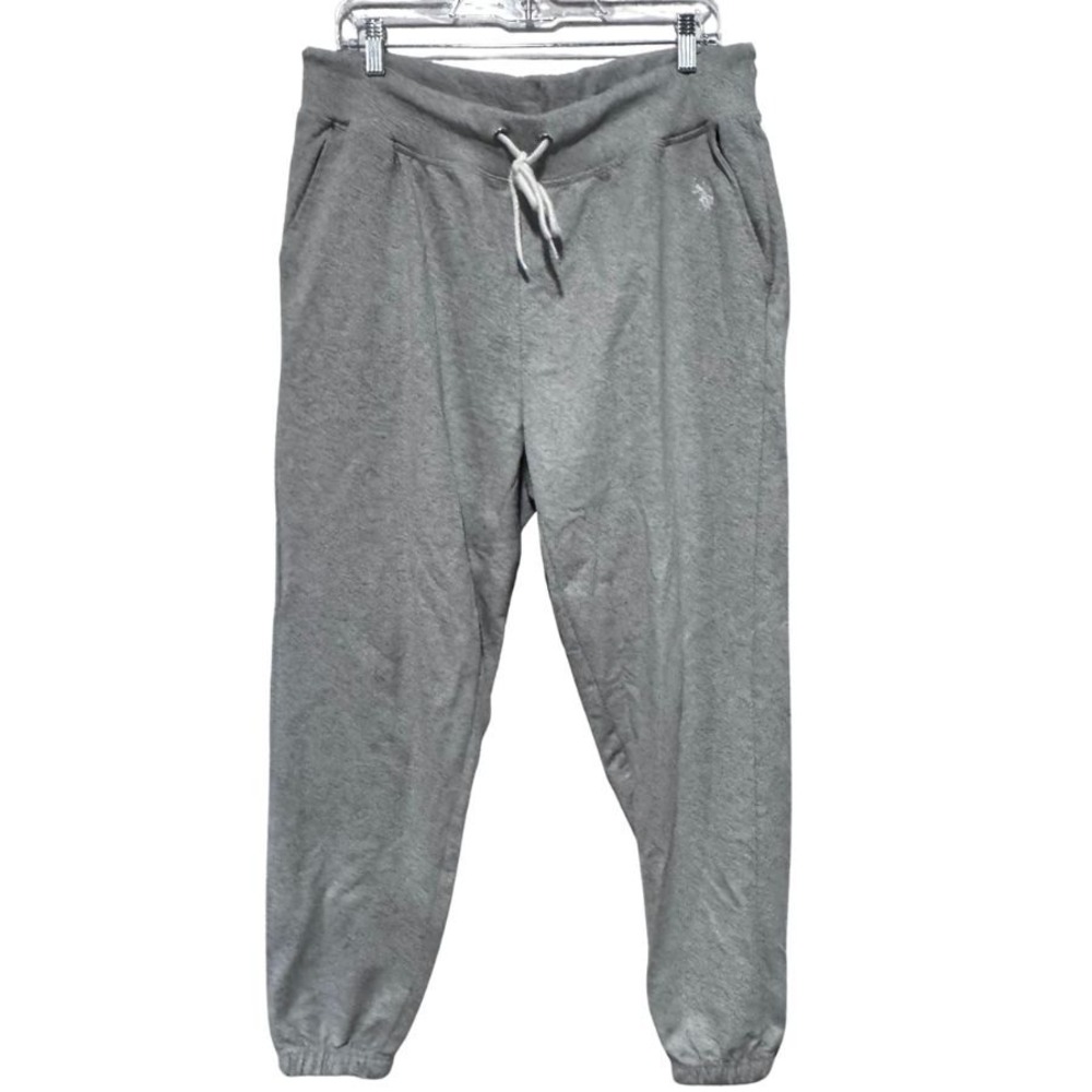 US Polo Assn Mens XL Heather Gray Jogger Sweatpants Drawstring Fleece Pants